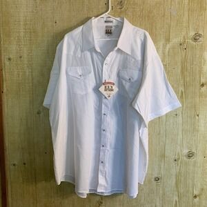 NWT Ely Cattleman Western Shirt Big Man 4XL White Short Sleeve Wrinkle Resistant